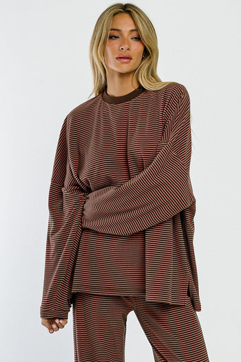 Shelby Striped Pants in Brown