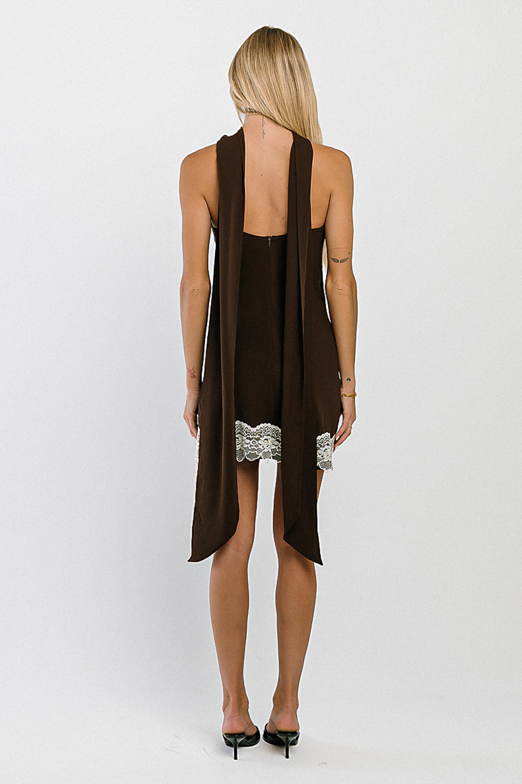 Delaney Mini Slip Dress in Brown