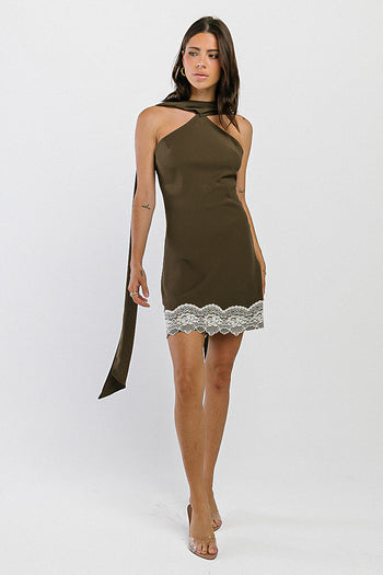 Delaney Mini Slip Dress in Mocha