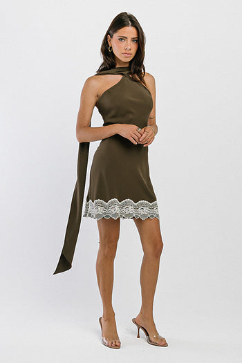 Delaney Mini Slip Dress in Mocha