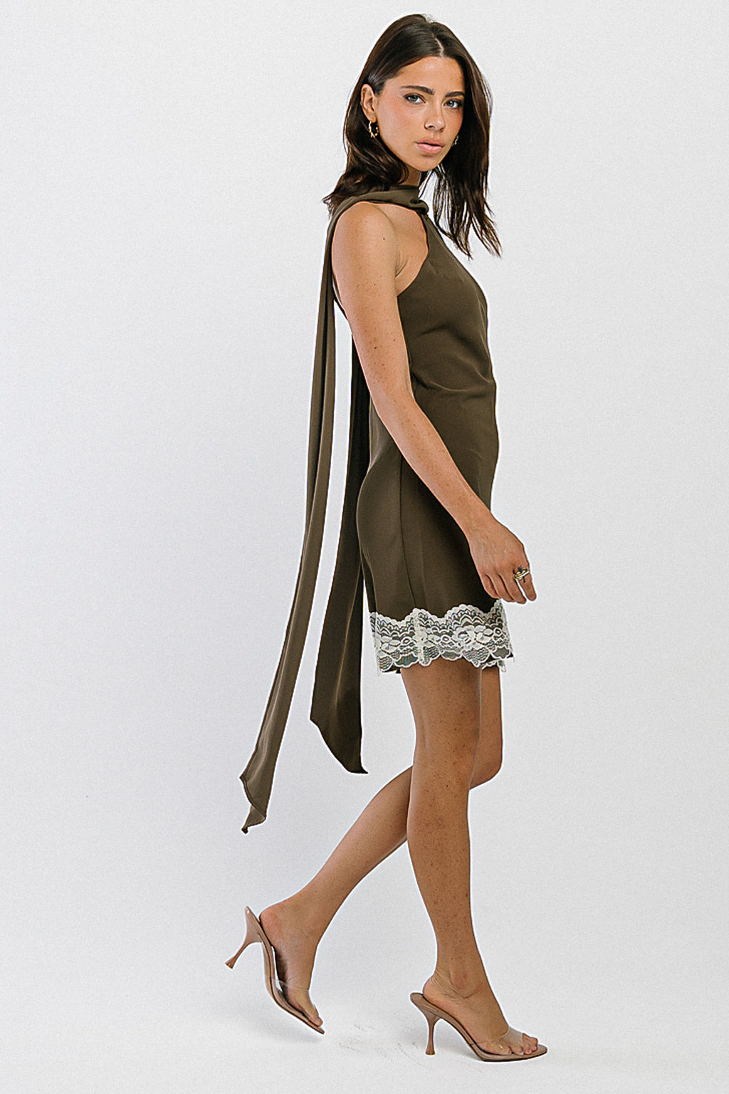 Delaney Mini Slip Dress in Mocha