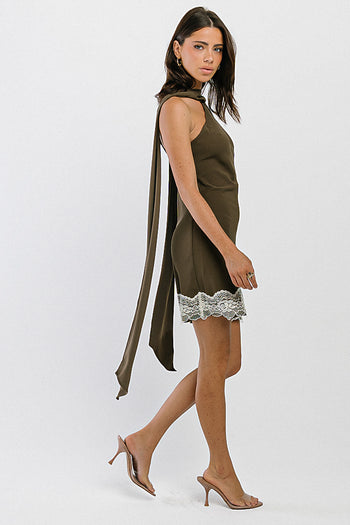 Delaney Mini Slip Dress in Mocha
