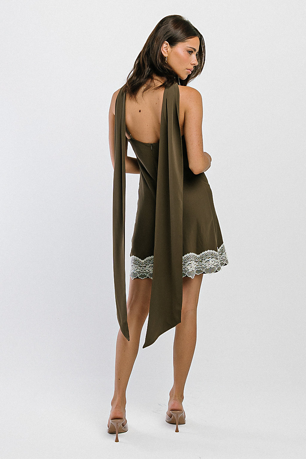 Delaney Mini Slip Dress in Mocha