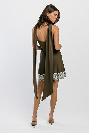 Delaney Mini Slip Dress in Mocha