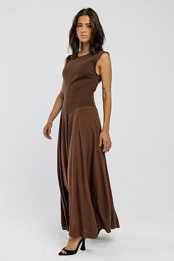 Charles Maxi Dress in Red-Brown