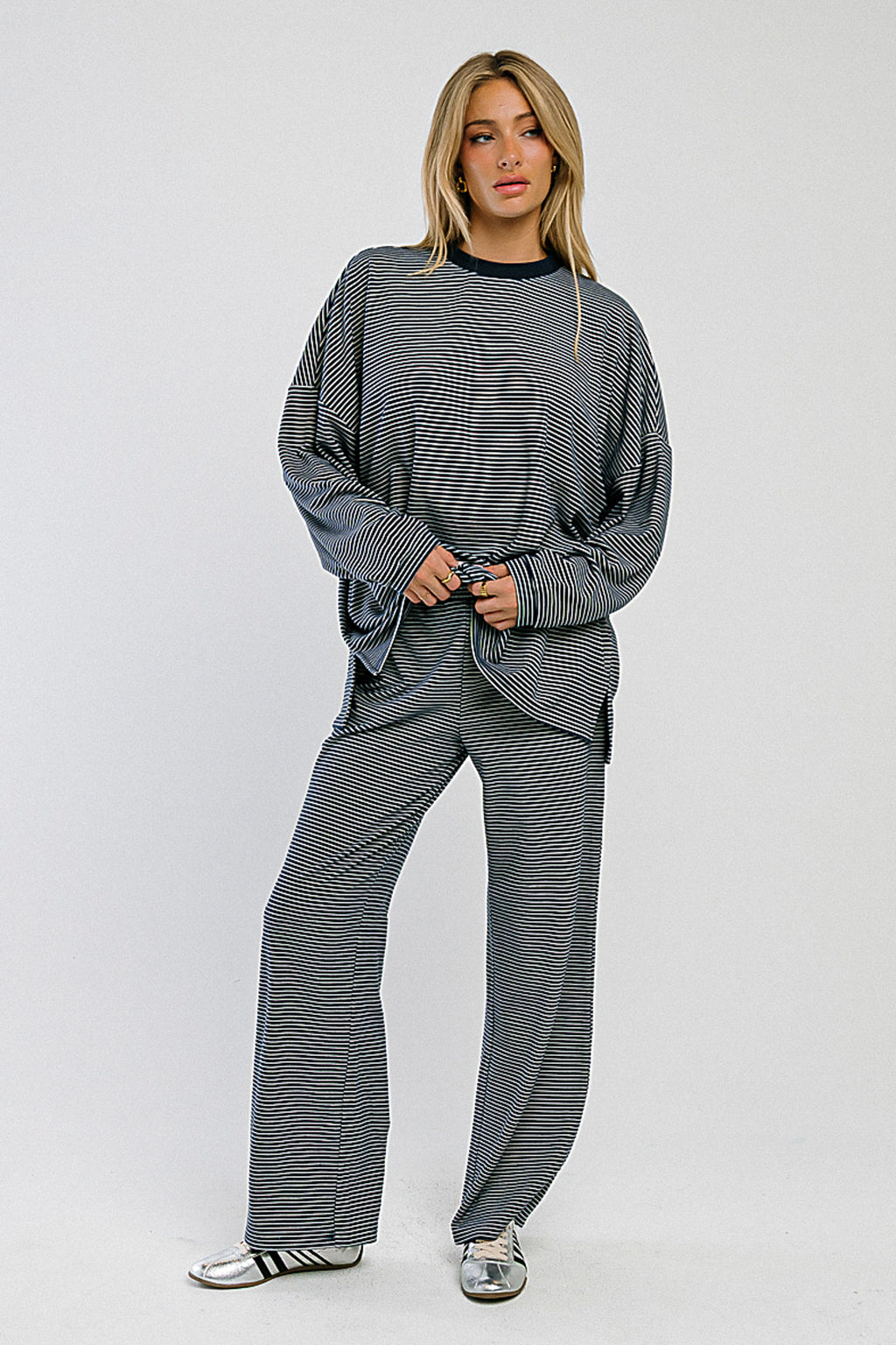 Shelby Striped Pants in Navy