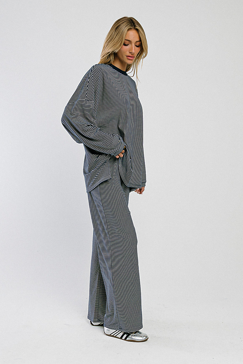 Shelby Striped Pants in Navy