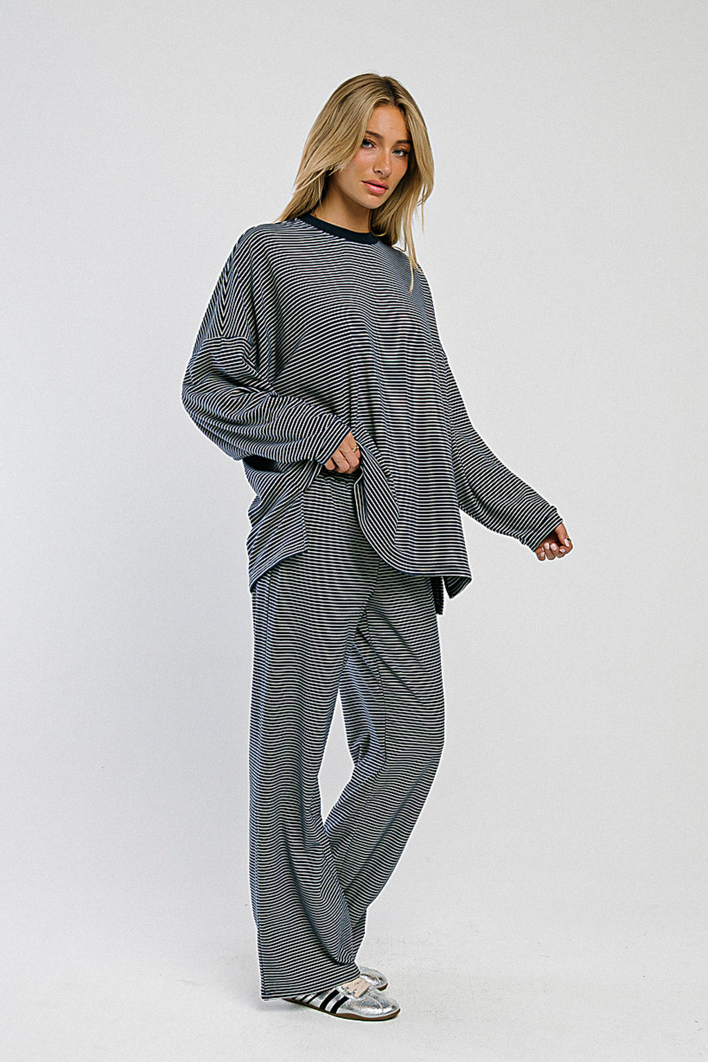 Shelby Striped Pants in Navy