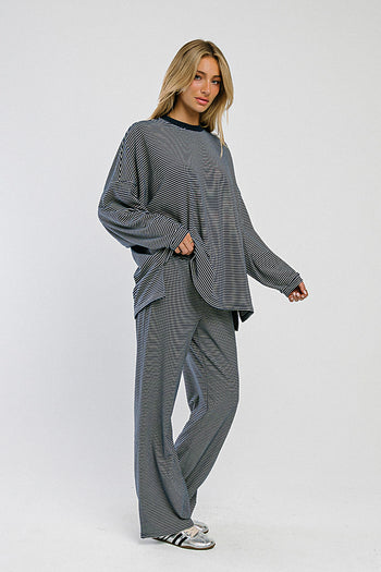 Shelby Striped Pants in Navy
