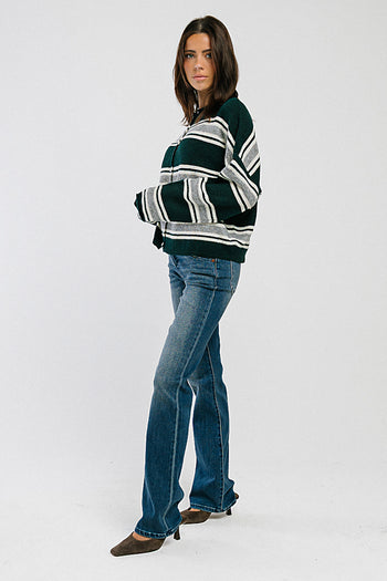 Emilia Striped Sweater in Hunter Green