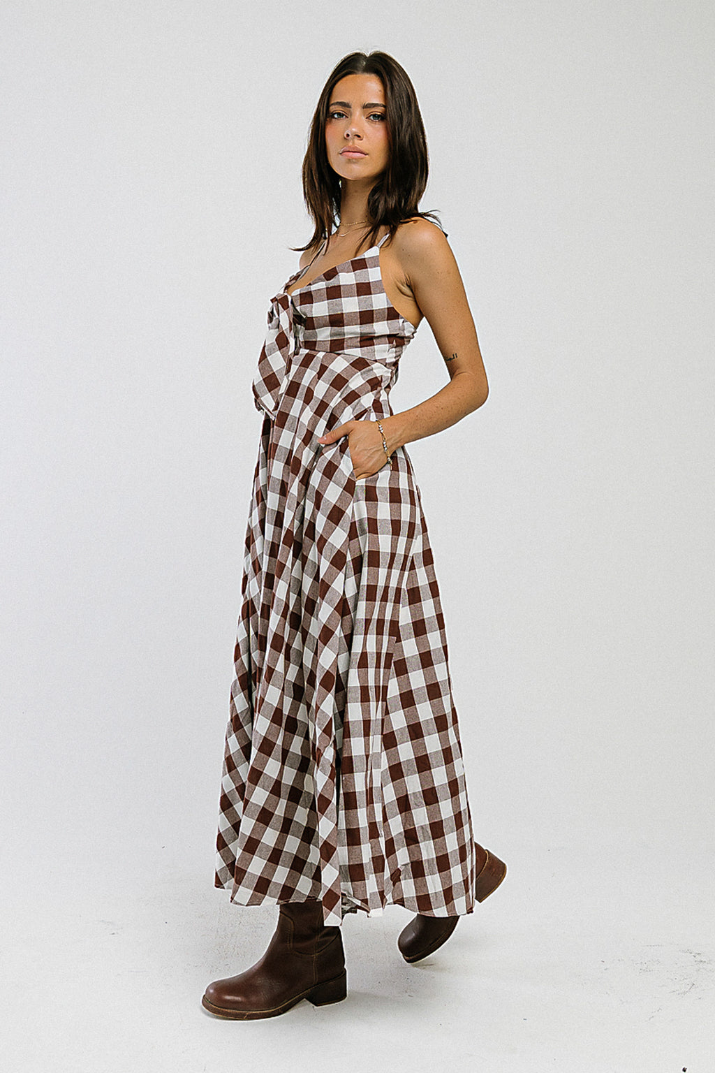 Mayzie Gingham Maxi Dress