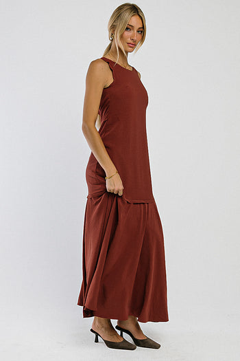 Marlon Maxi Dress in Red-Brown