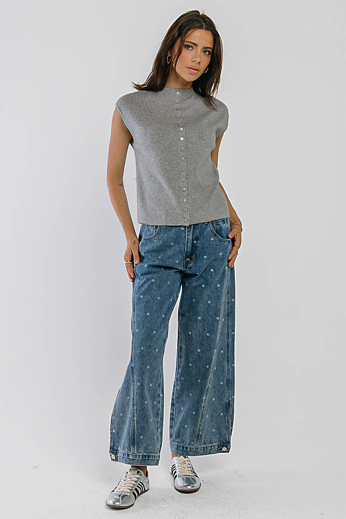 Cambria Sleeveless Cardigan in Heather Grey
