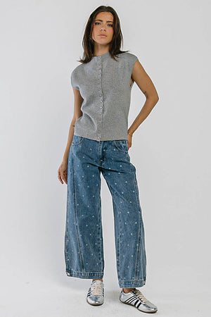 Kadie High Rise Polka Dot Baggy Jeans