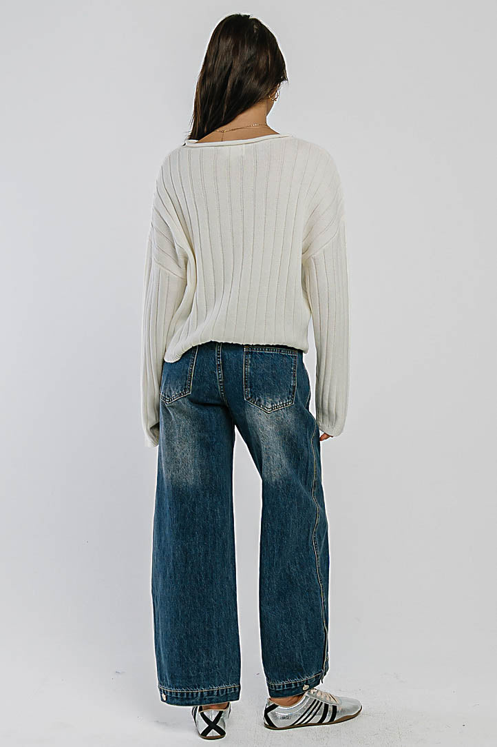 Kadie High Rise Baggy Jeans in Dark Wash