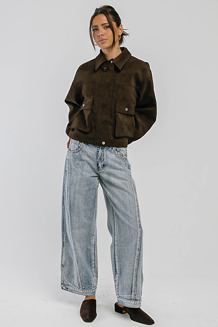 Lovelyn Collared Suede Jacket