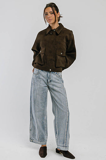 Lovelyn Collared Suede Jacket