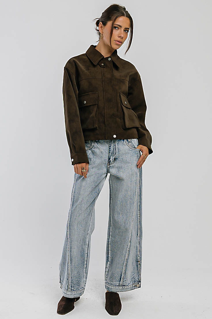 Lovelyn Collared Suede Jacket