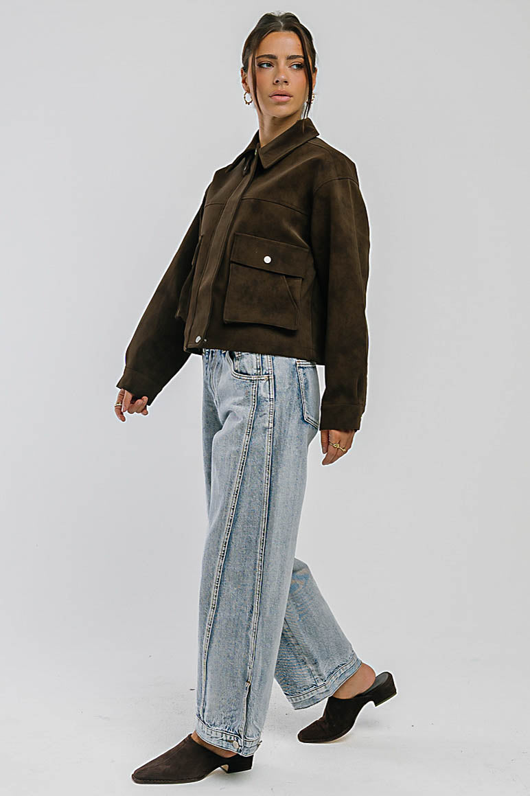 Lovelyn Collared Suede Jacket