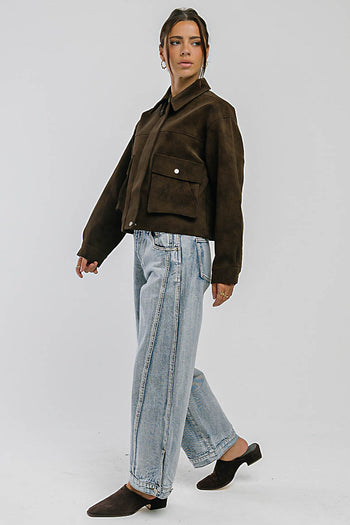Lovelyn Collared Suede Jacket