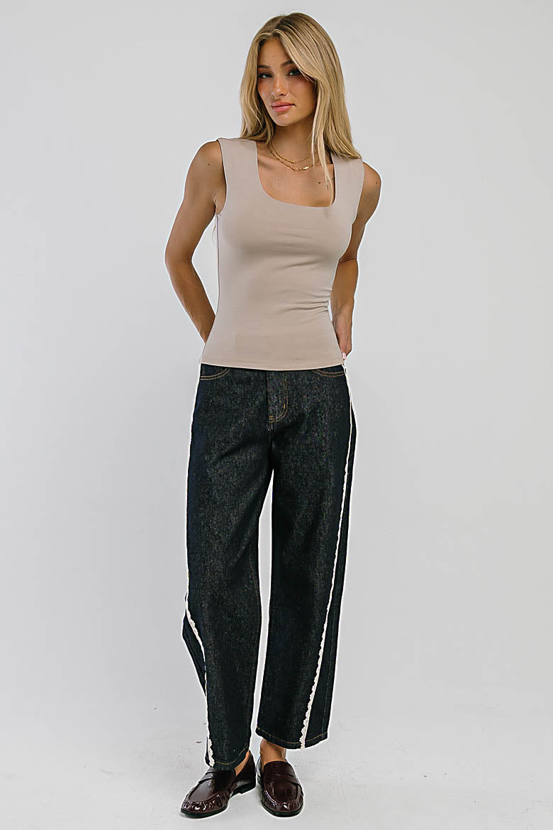 Lucca Crochet Trim Barrel Jeans