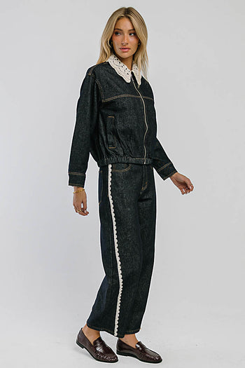 Lucca Crochet Trim Barrel Jeans
