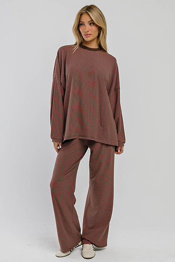 Shelby Striped Pants in Brown