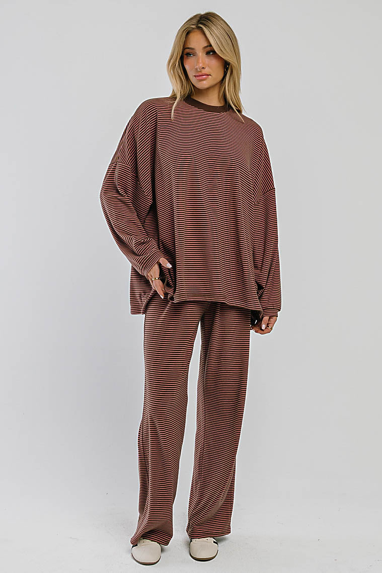 Shelby Striped Pants in Brown
