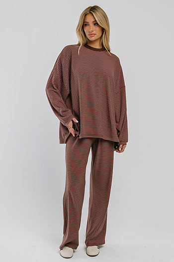 Shelby Striped Pants in Brown