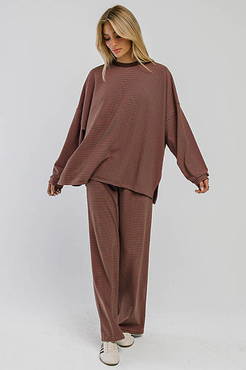 Shelby Striped Top in Brown