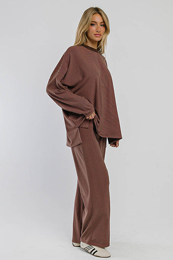 Shelby Striped Top in Brown