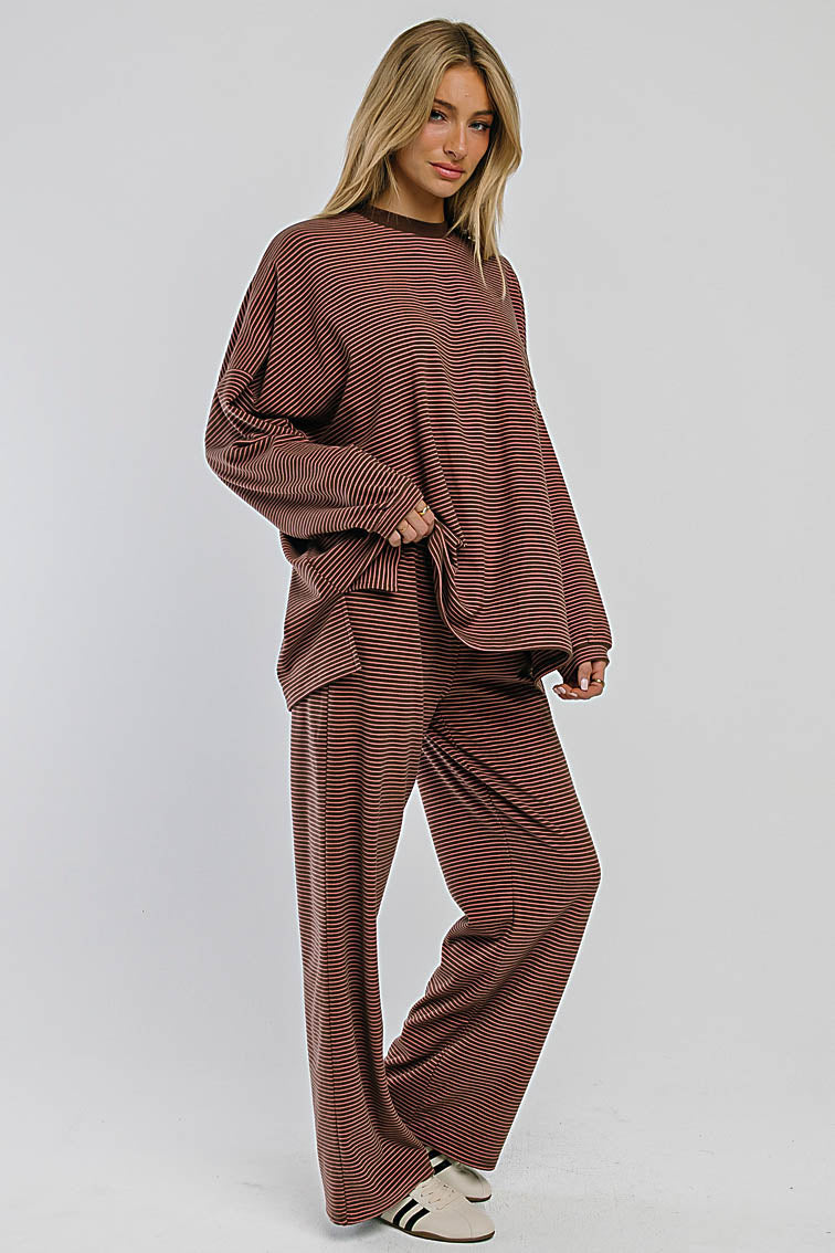 Shelby Striped Pants in Brown