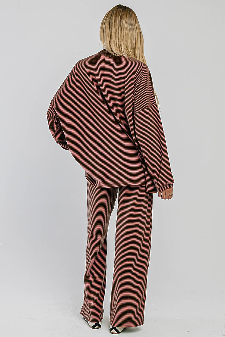 Shelby Striped Top in Brown