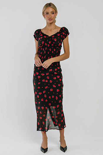 Angelina Smocked Blouse in Black