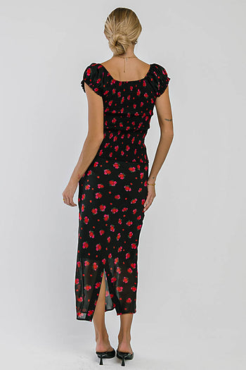 Angelina Smocked Blouse in Black