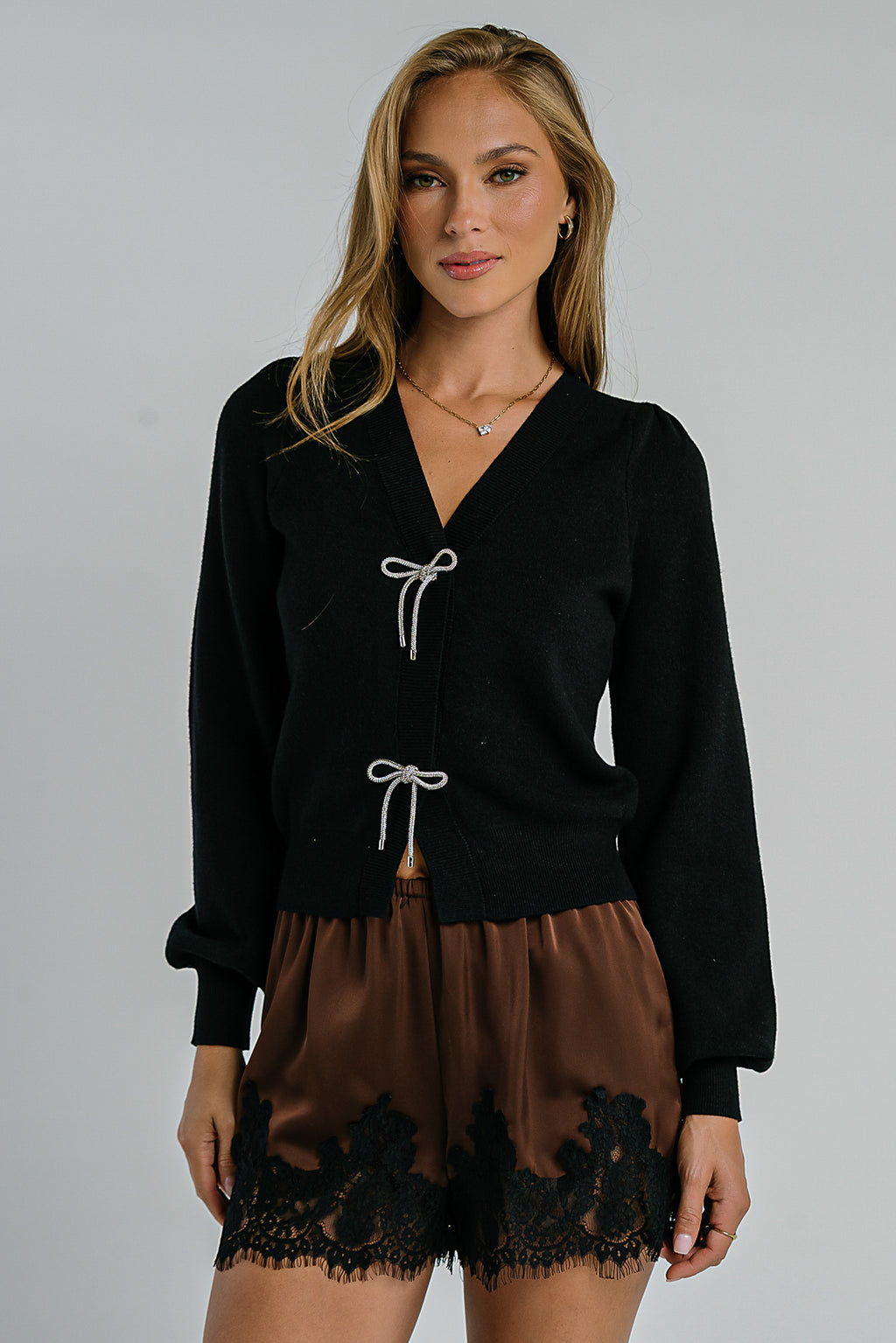 Tonya Bow Sweater in Black