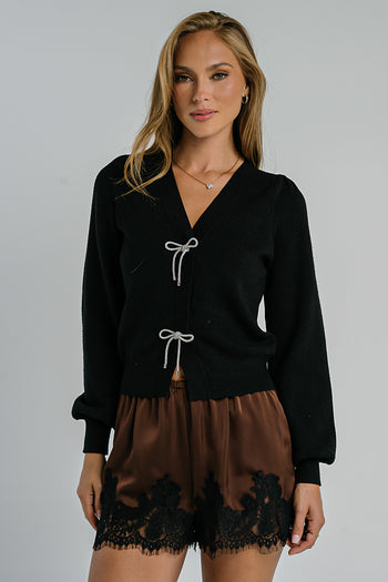 Tonya Bow Sweater in Black