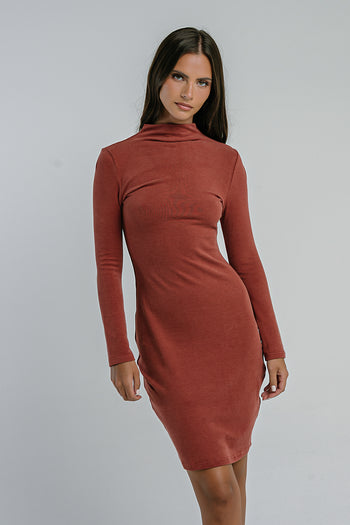Callie Fitted Mini Dress in Rust