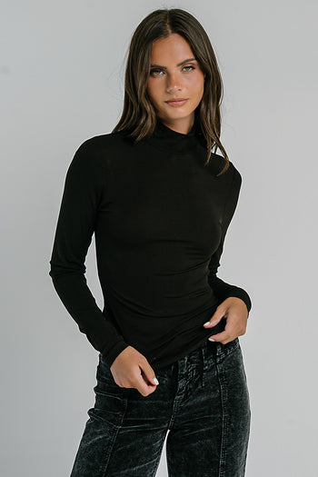 Rebecca Turtle Neck Top in Black