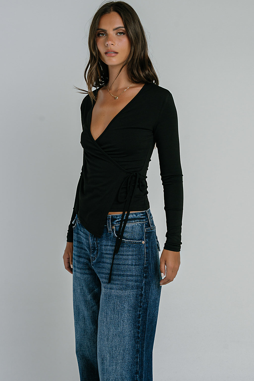 Ariella Wrap Top in Black