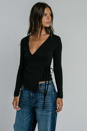 Ariella Wrap Top in Black