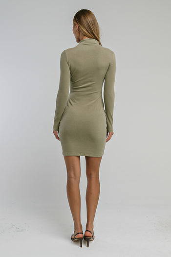 Callie Fitted Mini Dress in Olive