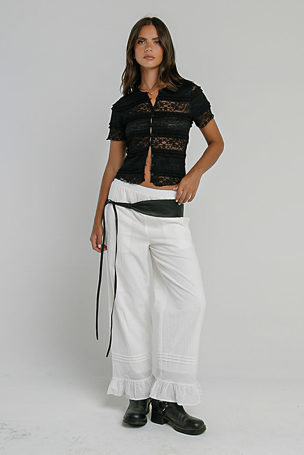 Alora Wide Leg Pants in Ivory