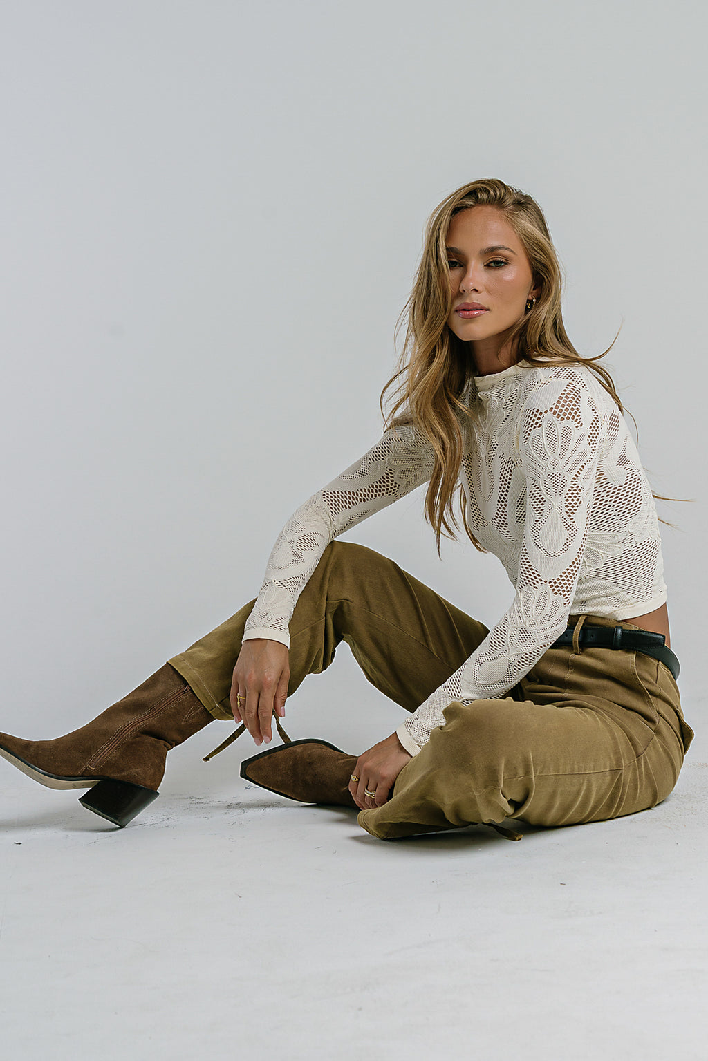 Reyna Textured Top in Cream