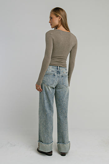 Ariella Wrap Top in Brown