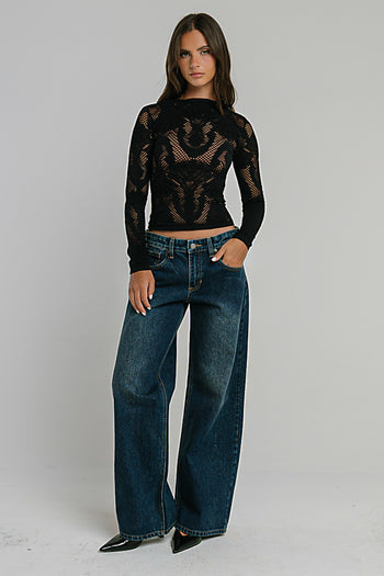 Reyna Textured Top in Black