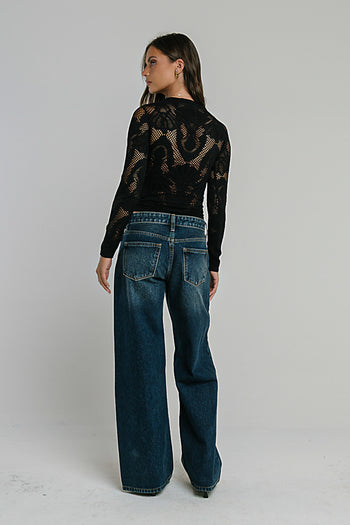 Reyna Textured Top in Black
