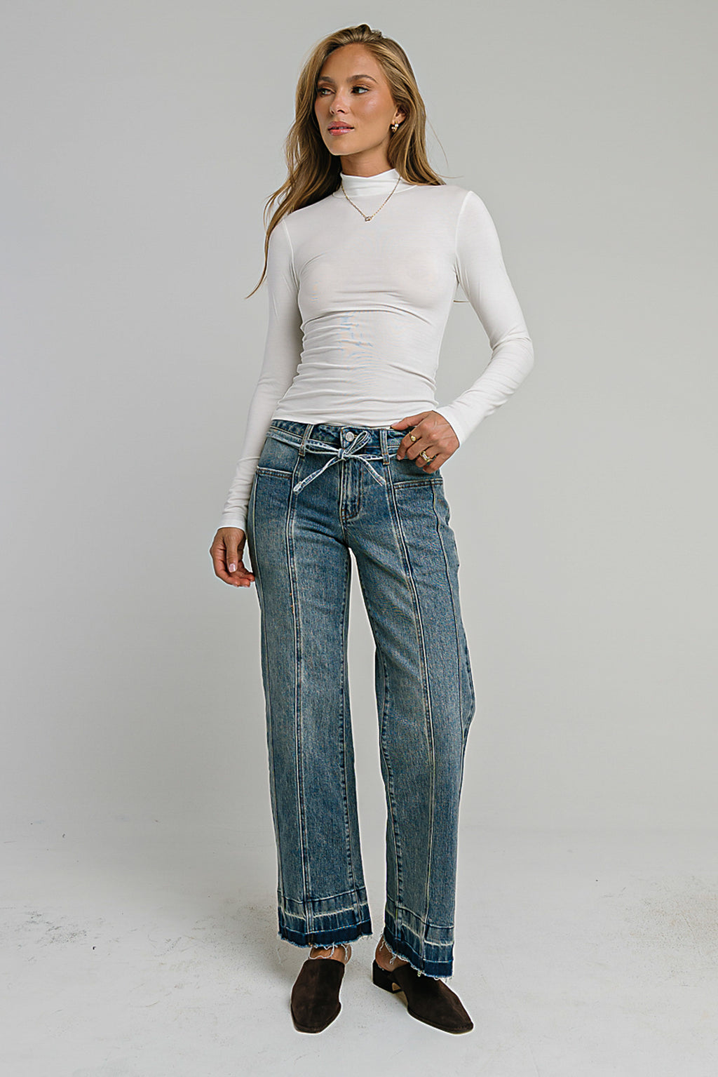Rebecca Turtle Neck Top in Ivory