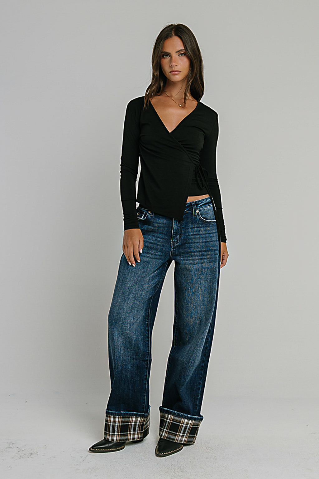Ariella Wrap Top in Black