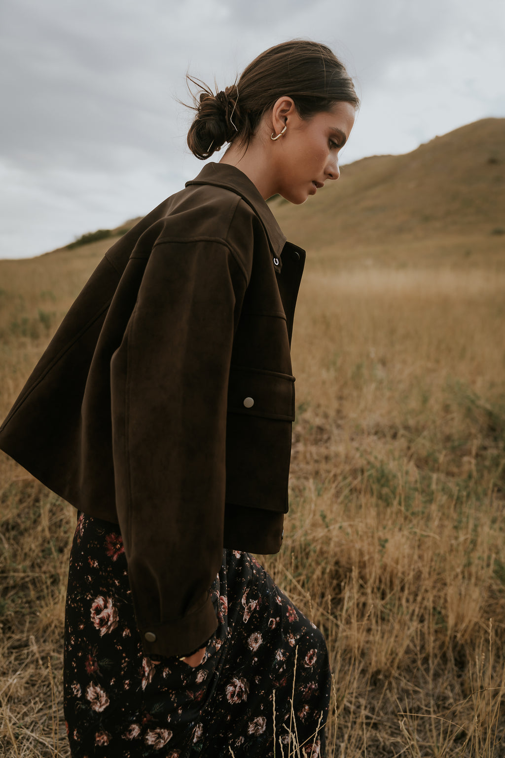 Lovelyn Collared Suede Jacket